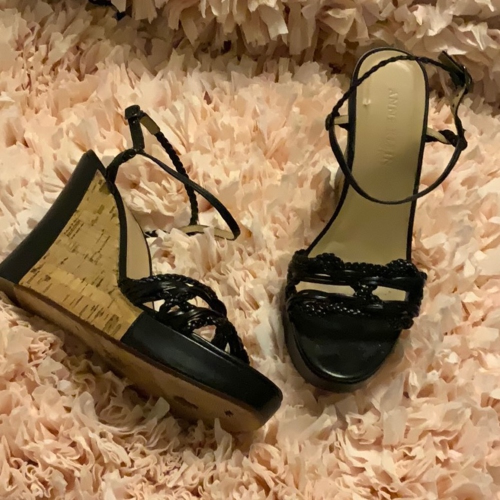 Anne Klein Braided strappy wedges